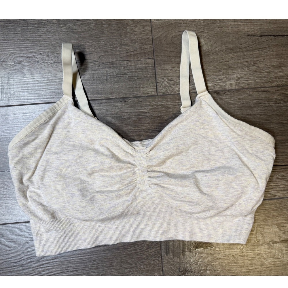 Kindred Bravely Sublime Hands-Free Pumping Bra XL Cream Heather Bamboo Spandex